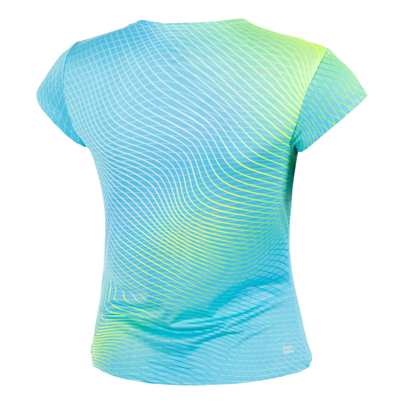 Out of Control V-Neck T-Shirt Damen-hellblau, neongelb