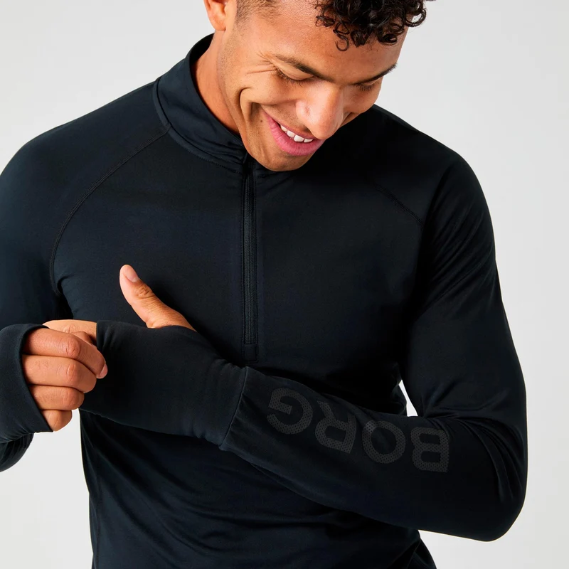 Midlayer Half Zip Longsleeve Herren - schwarz, schwarz