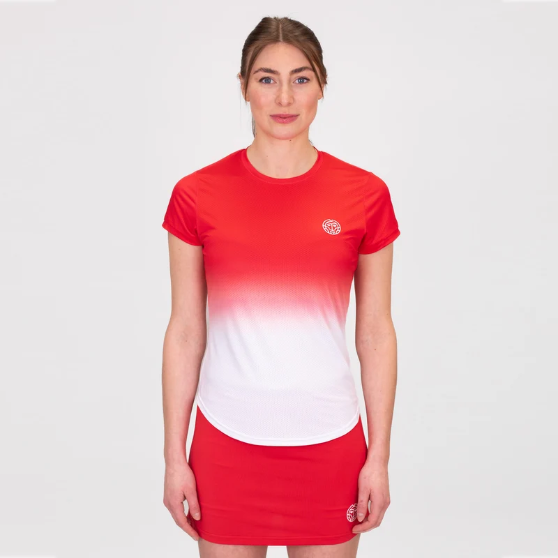 Crew Gradiant T-Shirt Damen-Rot,Weiß