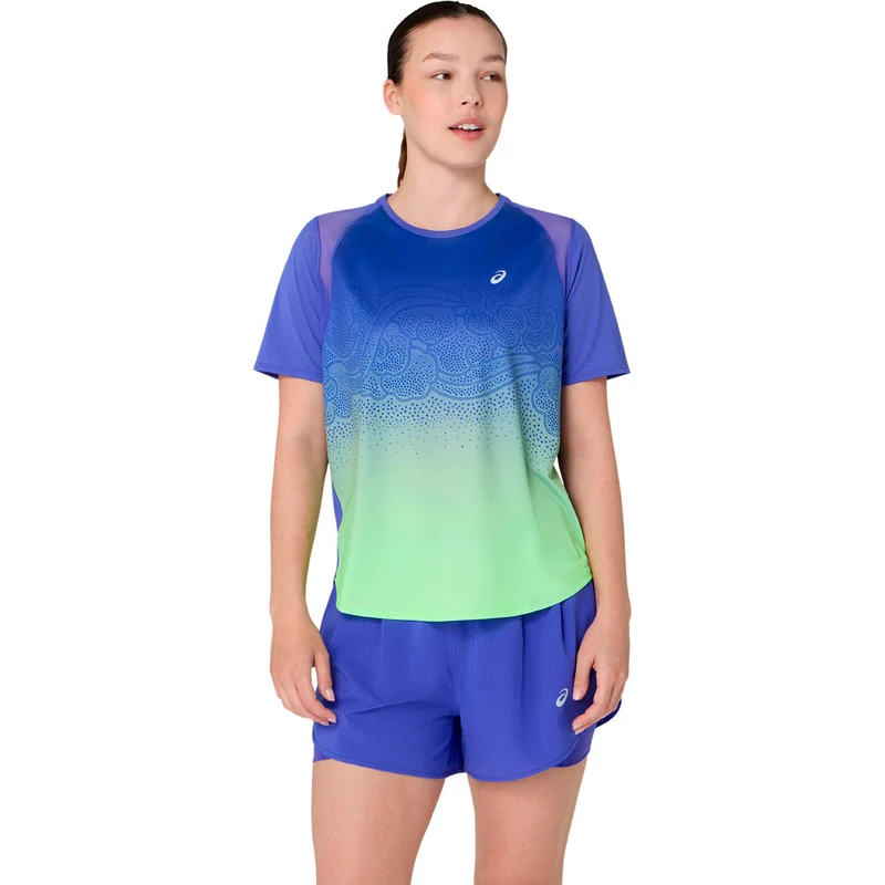 Road Ibuki Laufshirt Damen - blau, grün