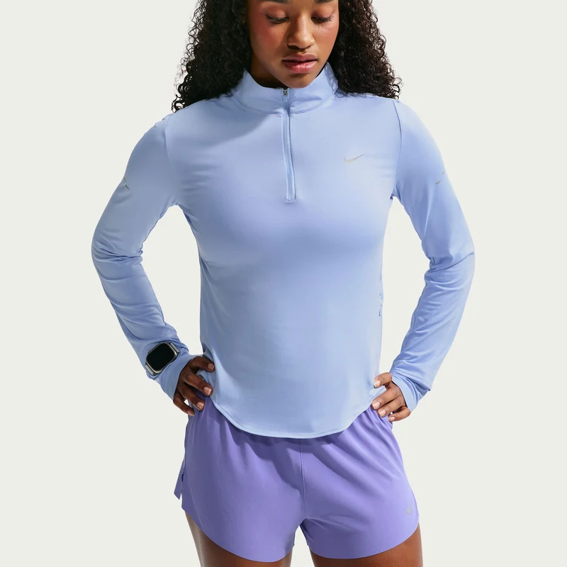 Swift Half-Zip Laufshirt Damen - hellblau, silber