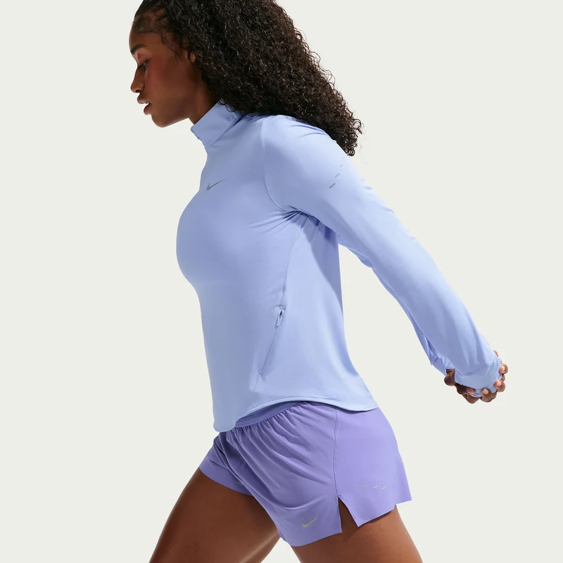 Swift Half-Zip Laufshirt Damen - hellblau, silber