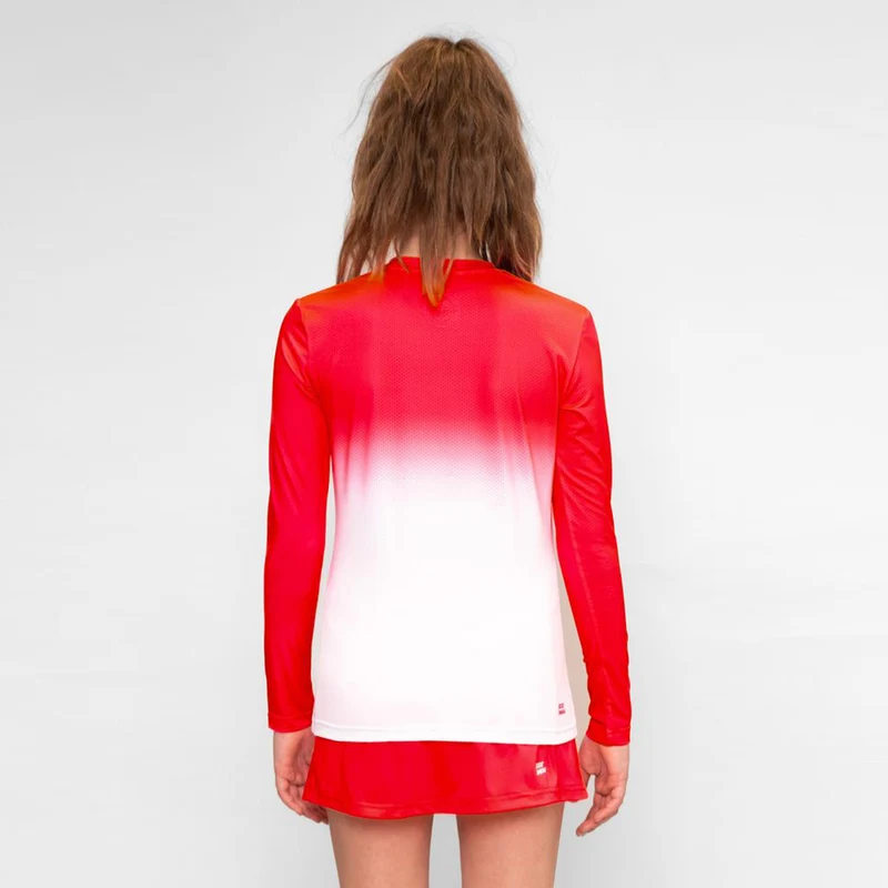 Crew Gradiant Longsleeve Mädchen-Rot,Weiß