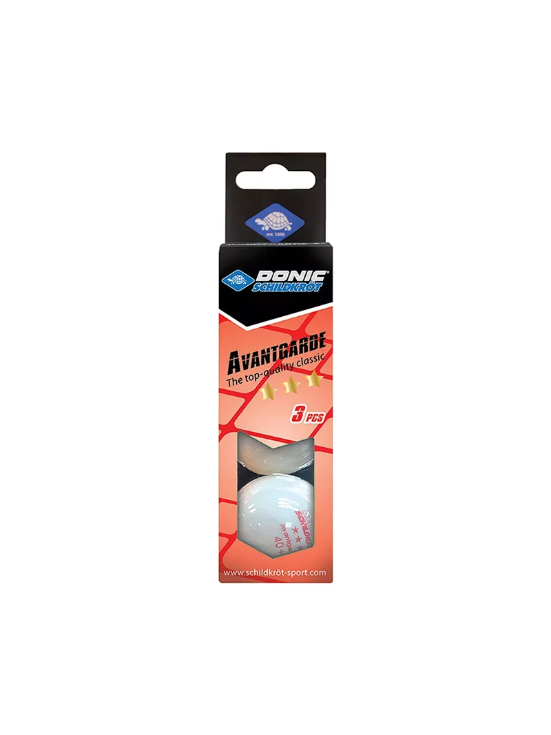 DONIC Tischtennisball Avantgarde 3-Stern Weiß 3er Set