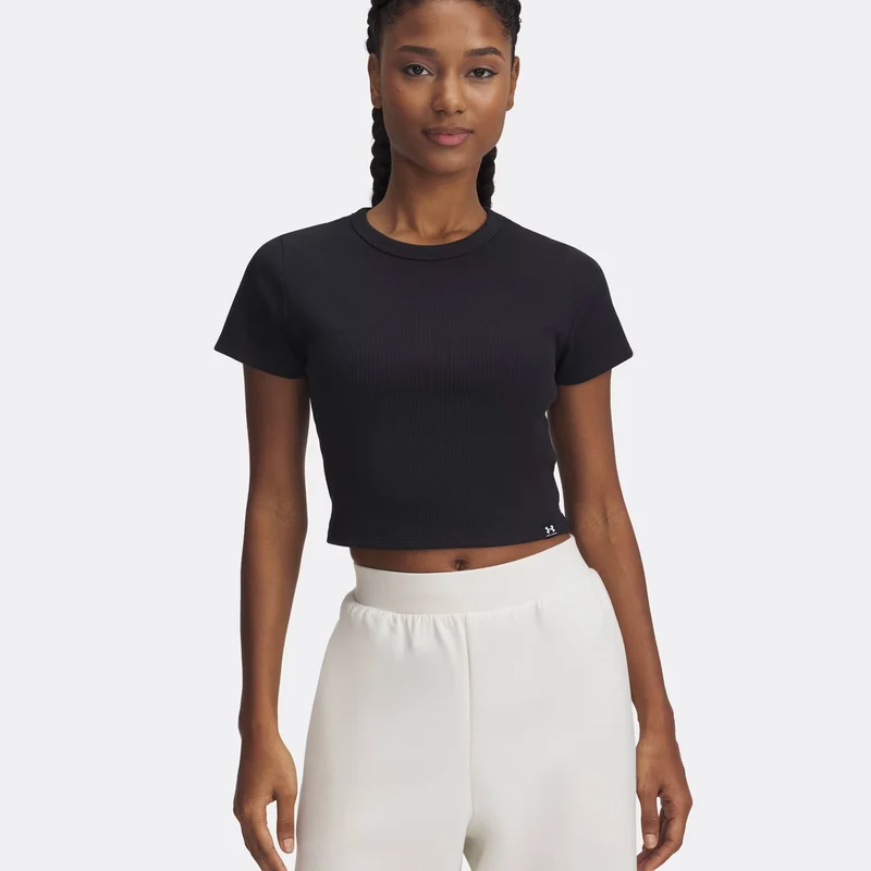 Rival Rib T-Shirt Damen-Schwarz
