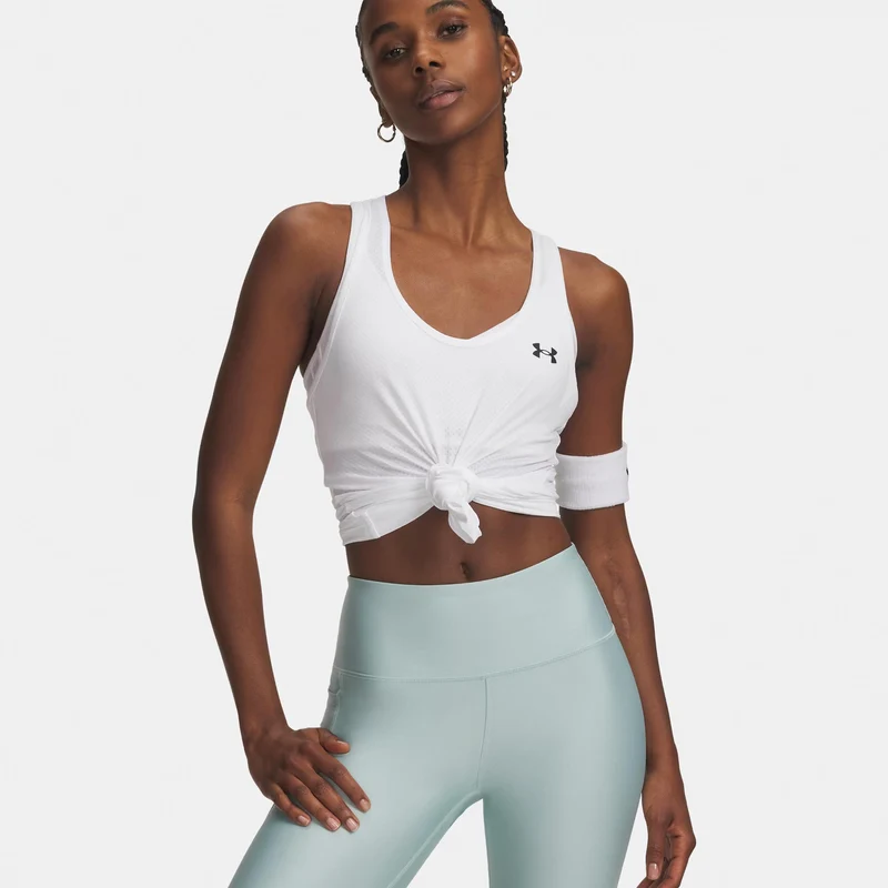 Tech Mesh Racer Tank-Top Damen-weiß, schwarz