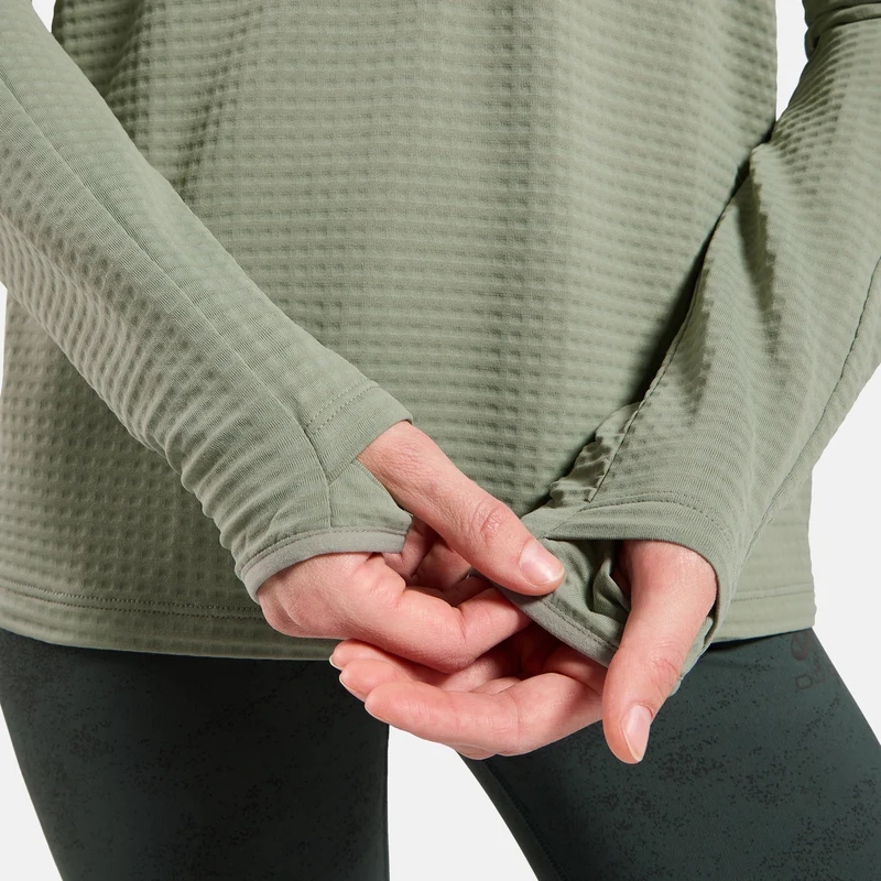 Essential Thermal Midlayer 1/2 Zip Laufshirt Damen - oliv