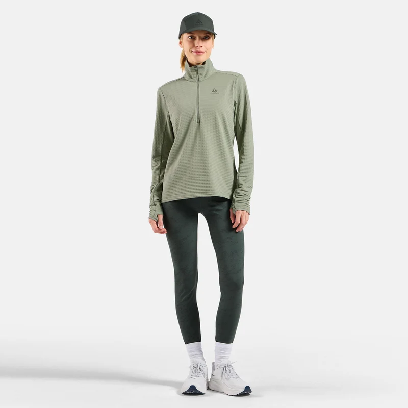 Essential Thermal Midlayer 1/2 Zip Laufshirt Damen - oliv