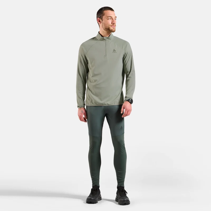 Zeroweight Warm Mid Layer 1/2 Zip Laufshirt Herren - oliv