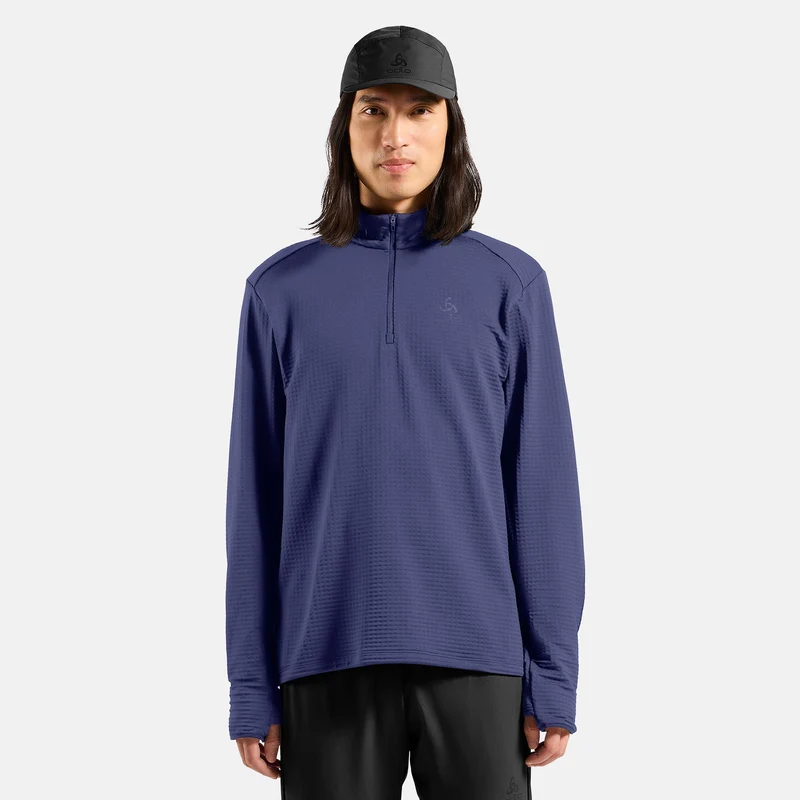 Essential Thermal Midlayer 1/2 Zip Laufshirt Herren - blau