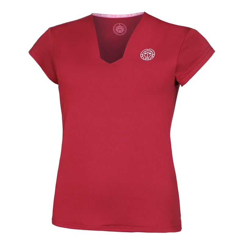 Bubble V-Neck T-Shirt Damen-Rot