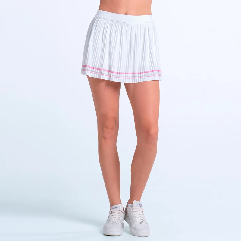 Woven Strokes Pleated Rock Damen - weiß, rosa