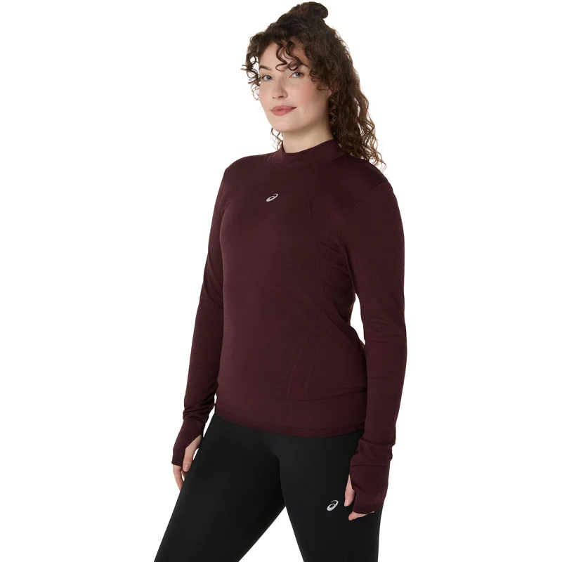 Road Winter Seamless Laufshirt Damen - dunkelrot