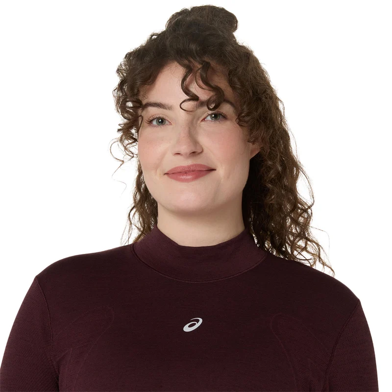 Road Winter Seamless Laufshirt Damen - dunkelrot