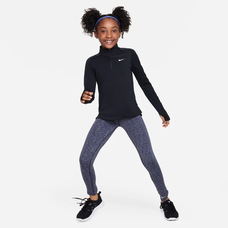 Dri-Fit Half-Zip Longsleeve Mädchen - schwarz,