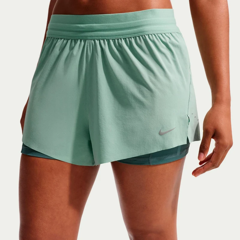 Swift 2in1 Laufshorts Damen - hellgrün, silber