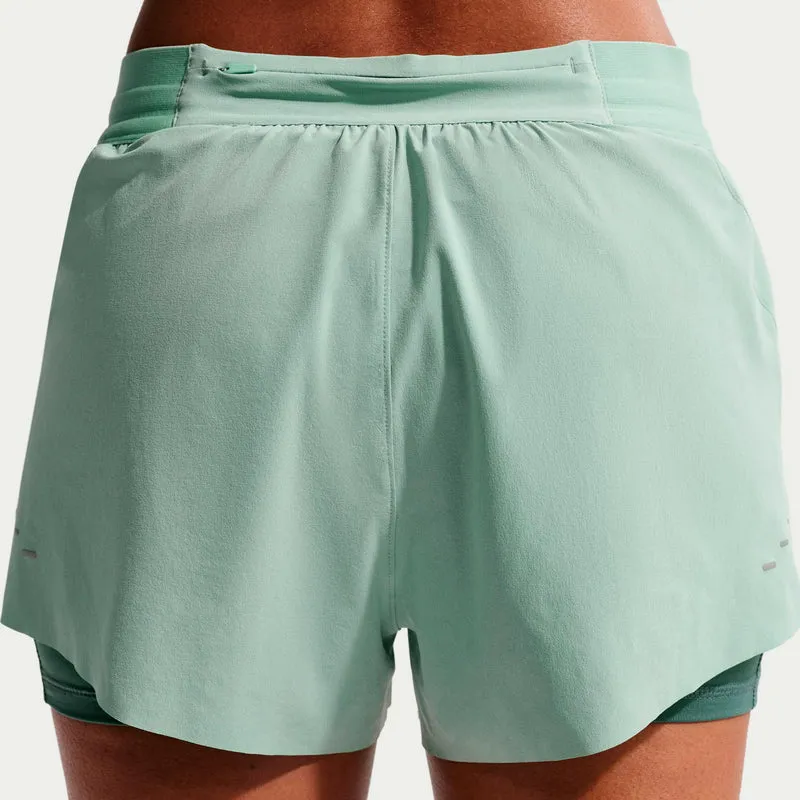 Swift 2in1 Laufshorts Damen - hellgrün, silber