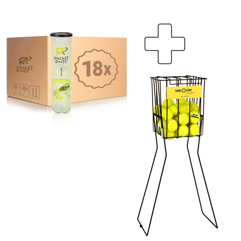 18x 4er Dose Club Tennisball plus Ballkorb