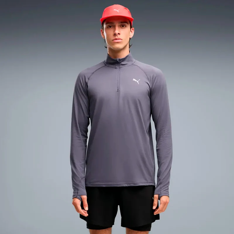 Velocity Cloudspun 1/4 Zip Laufshirt Herren - grau