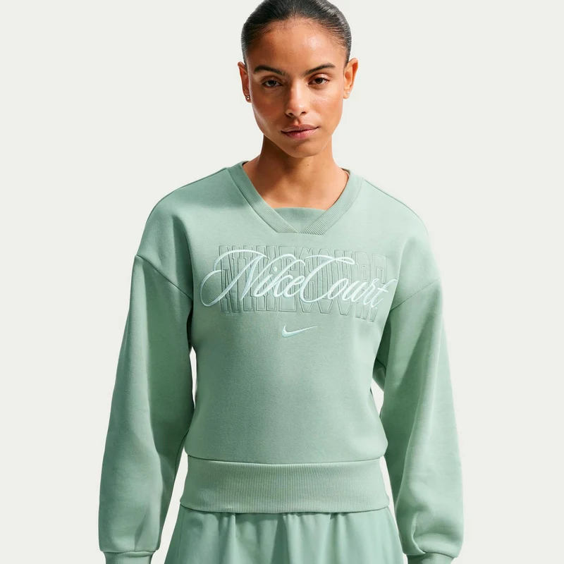 Court Fleece Crew Sweatshirt Damen - graugrün, grün