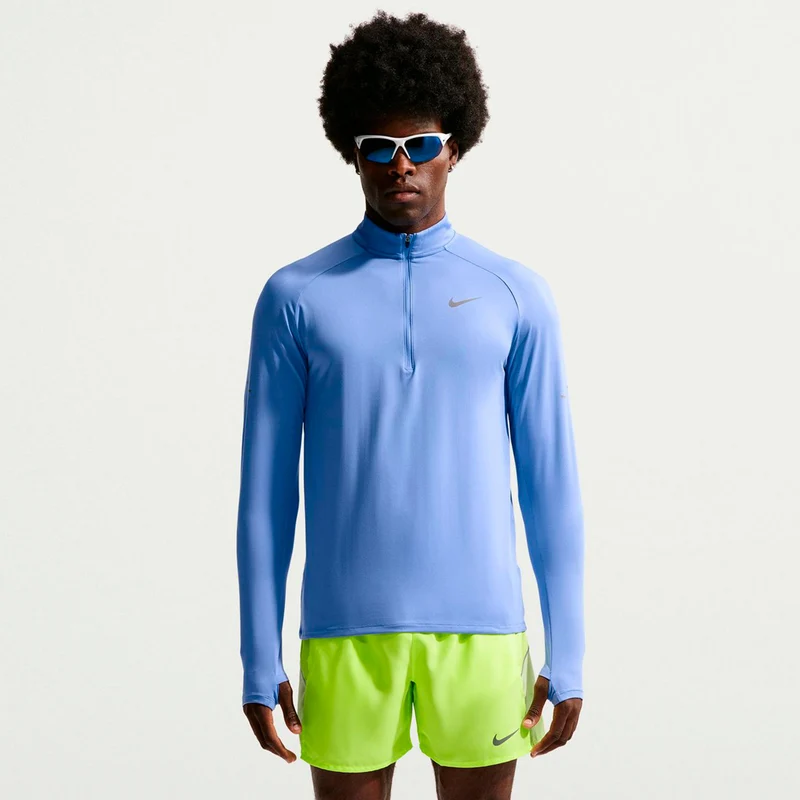 Stride Half-Zip Laufshirt Herren - hellblau, silber