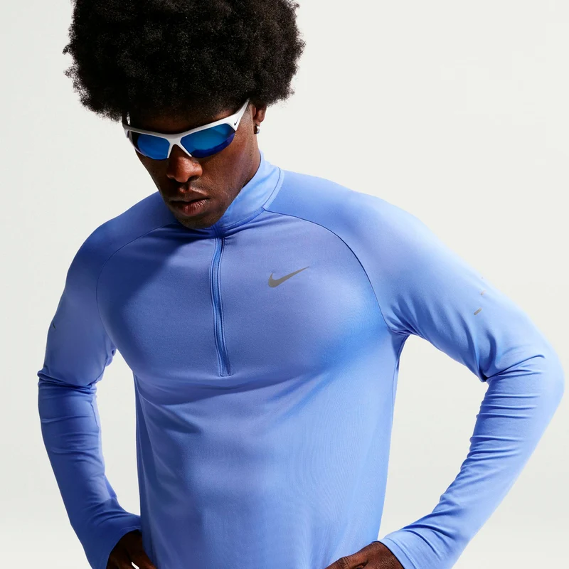 Stride Half-Zip Laufshirt Herren - hellblau, silber