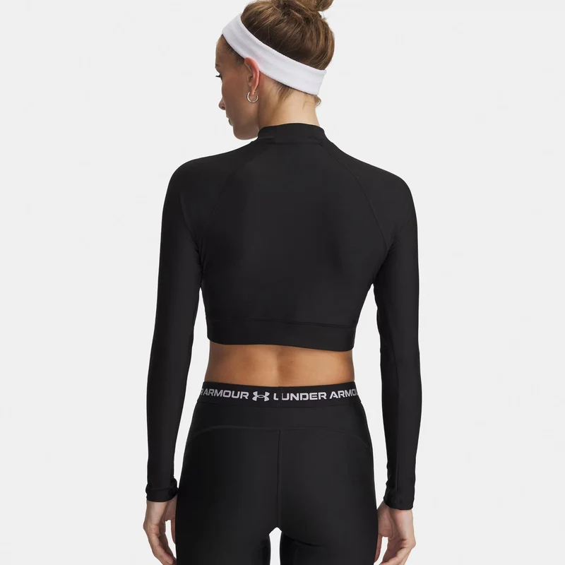 HeatGear Crop Mock Longsleeve Damen-schwarz, weiß