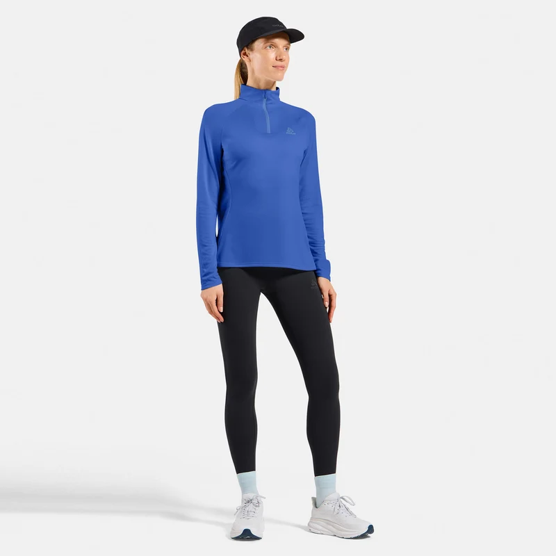 Essential 1/2 Zip Laufshirt Damen-blau