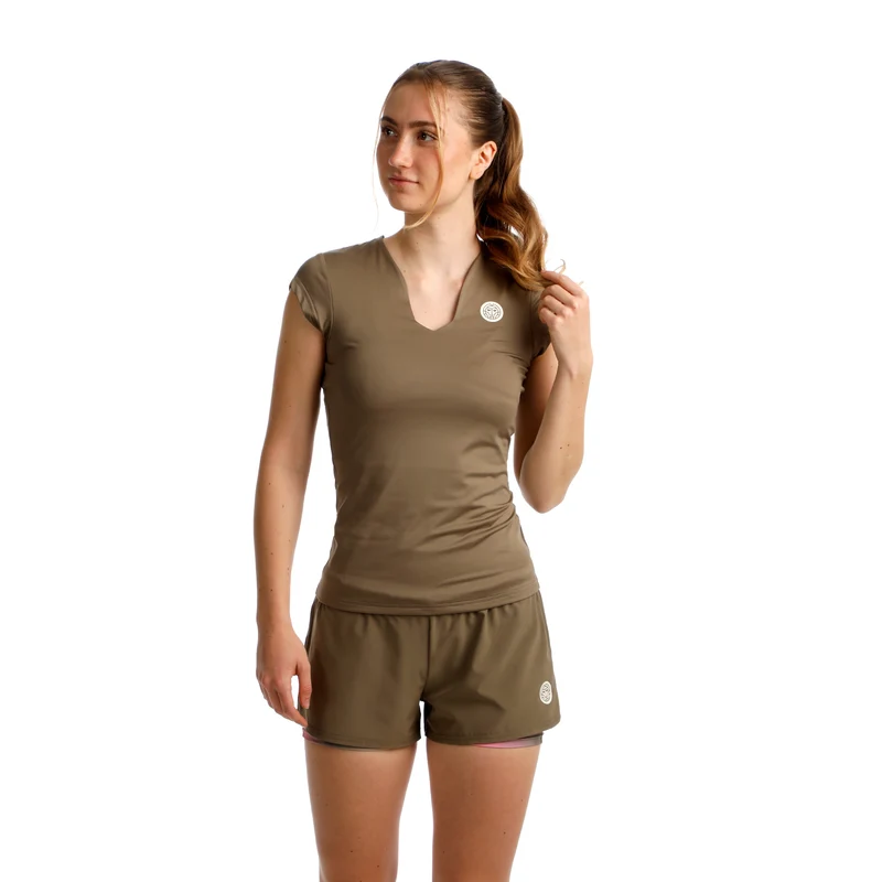 Spectrum V-Neck T-Shirt Damen-Braun