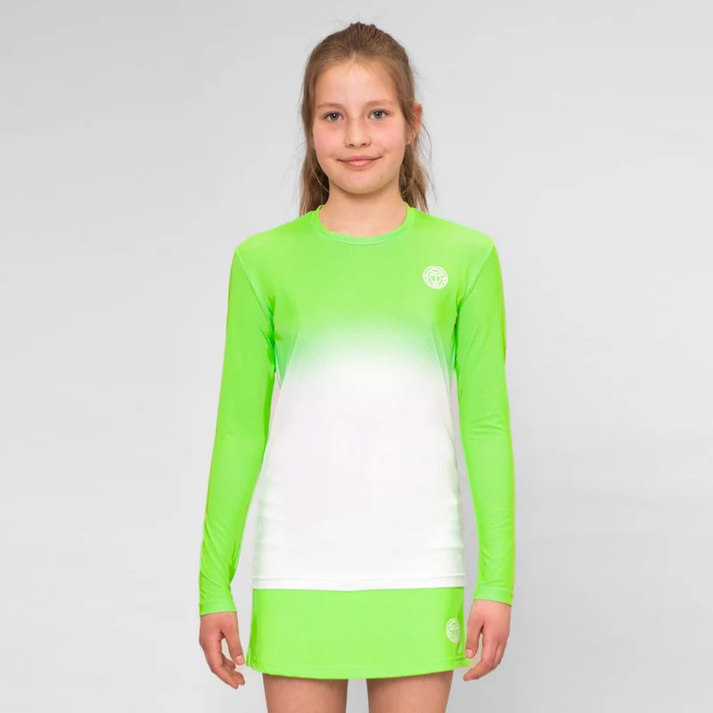 Crew Gradiant Longsleeve Mädchen-Neongrün,Weiß