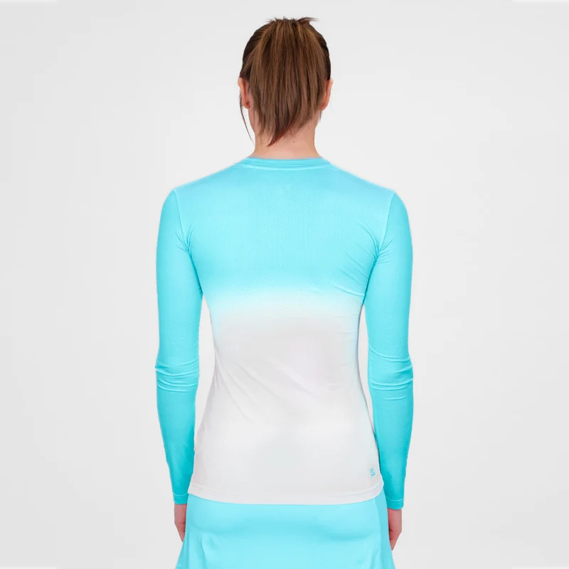 Crew Gradiant Longsleeve Damen-Türkis,Weiß