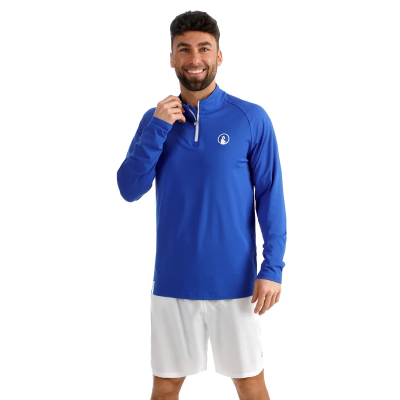 Big Serve 1/4 Zip Longsleeve Herren - blau, weiß