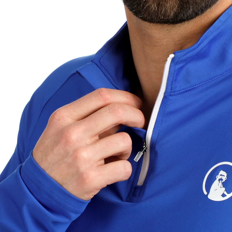 Big Serve 1/4 Zip Longsleeve Herren - blau, weiß