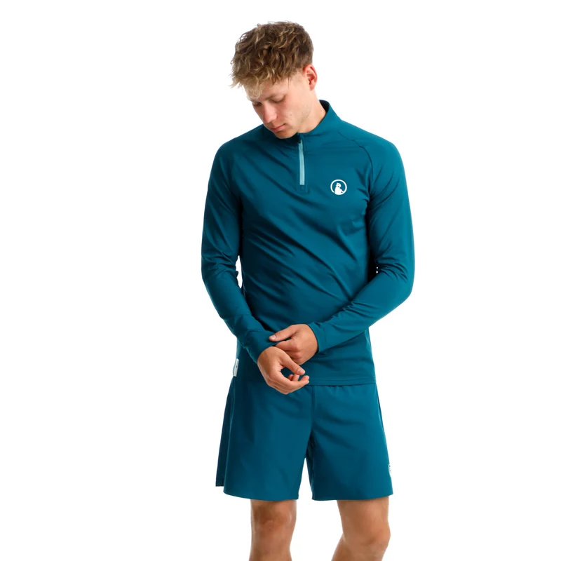 Create Big Serve 1/4 Zip Longsleeve Herren-Petrol,Weiß