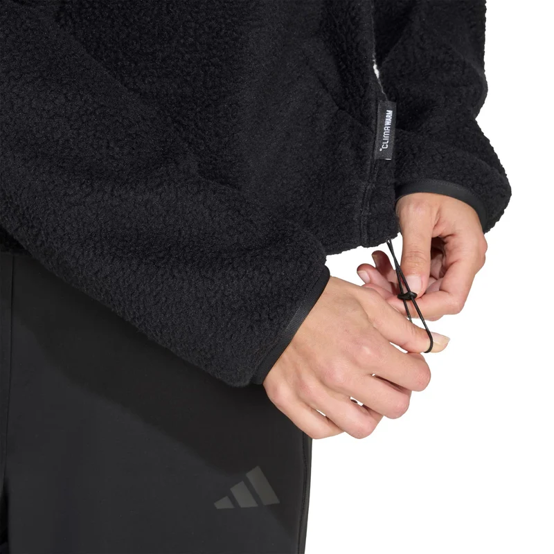 Fleece Half-Zip Sweatshirt Damen-schwarz