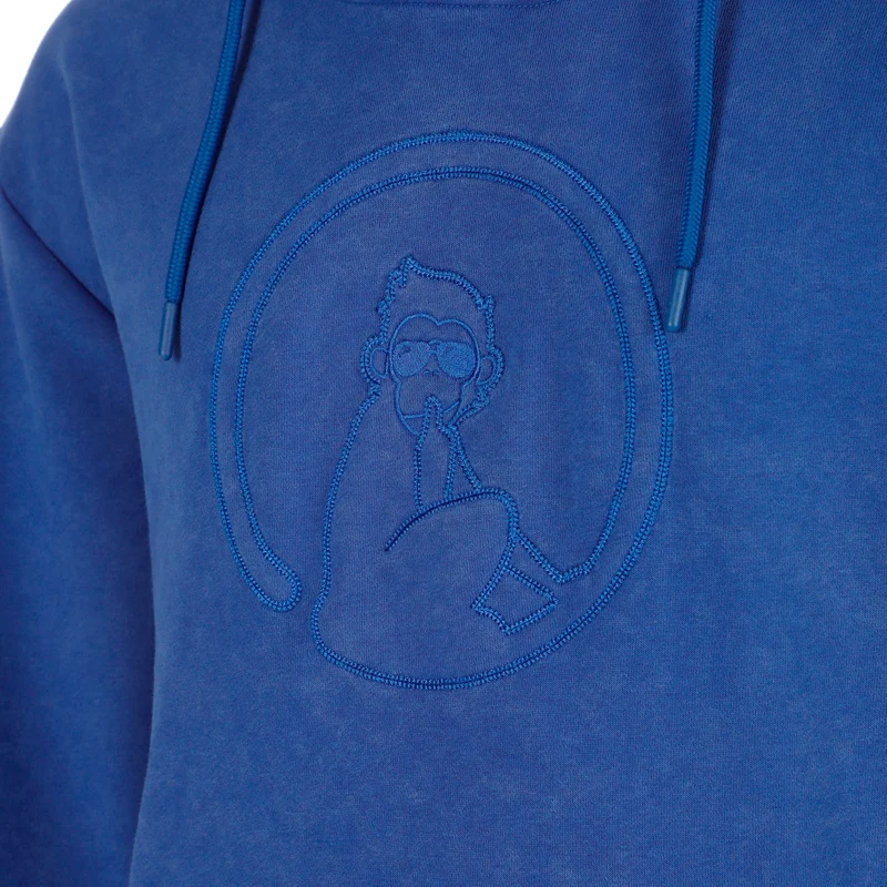 Crush Washed Out Loose Fit Hoody Herren-blau