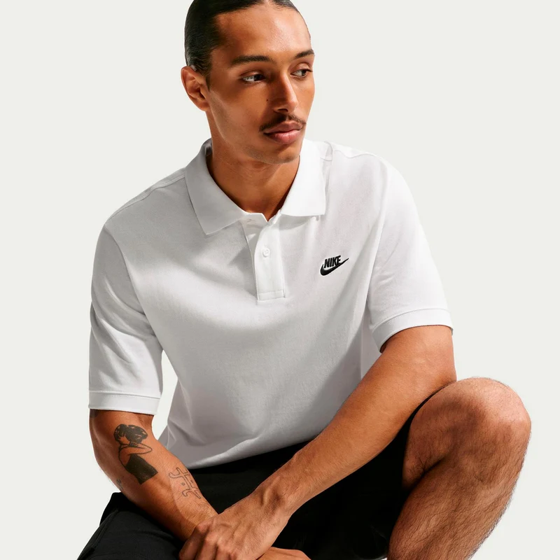 Club Pique Polo Herren - weiß, schwarz