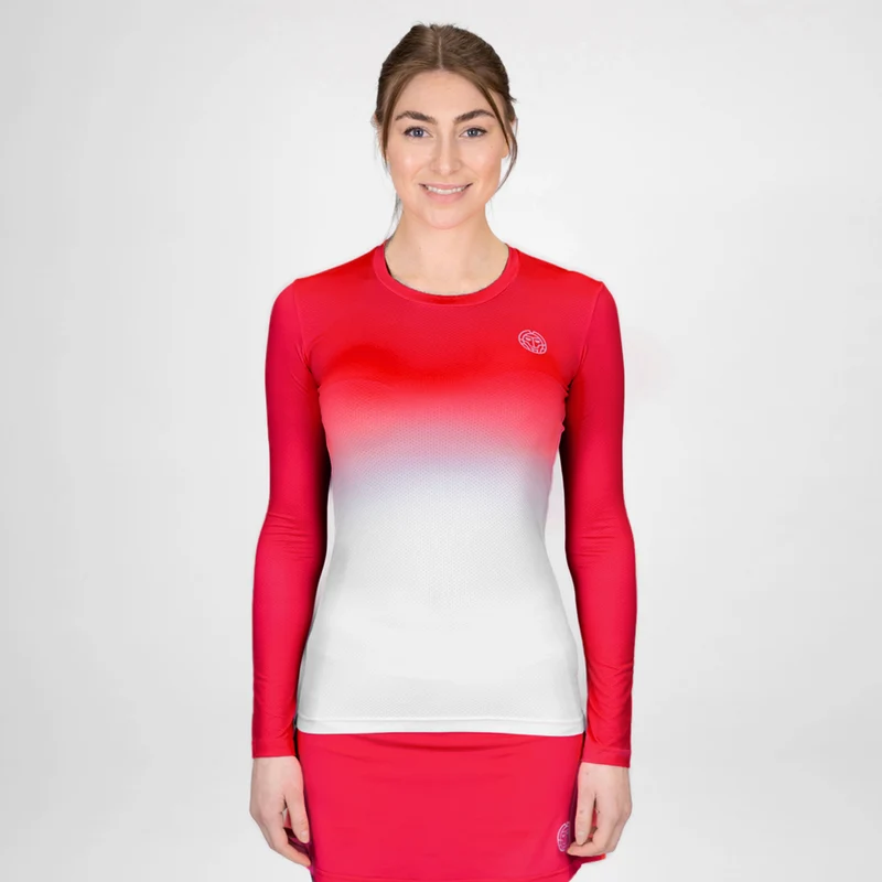 Crew Gradiant Longsleeve Damen-Rot,Weiß