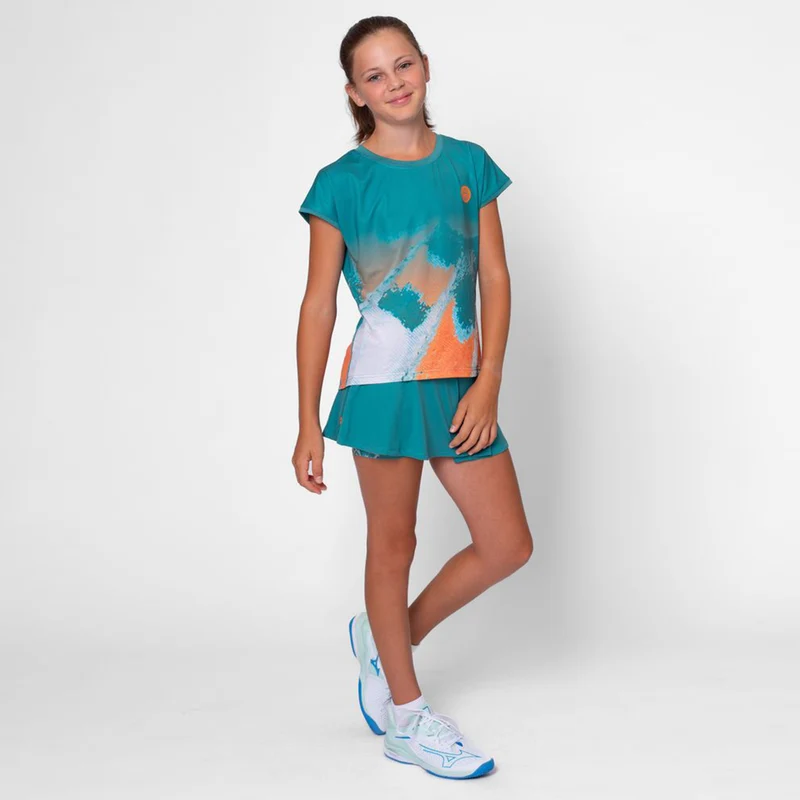 Melbourne 2025 T-Shirt Mädchen-Petrol,Orange