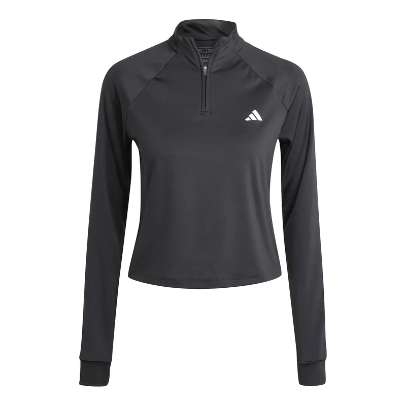 Essentials 1/4 Zip Longsleeve Damen-Schwarz